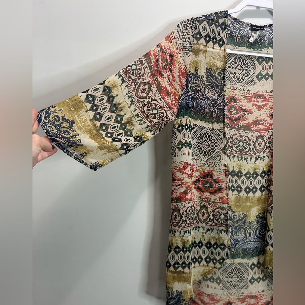 Aggie Multicolor Patterned Kimono Size Small - Picture 3 of 5